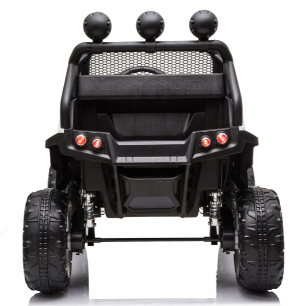 Masinuta electrica MERCEDES BENZ UNIMOG, 12V14Ah, motor 25Wx4, roți EVA, scaune din piele