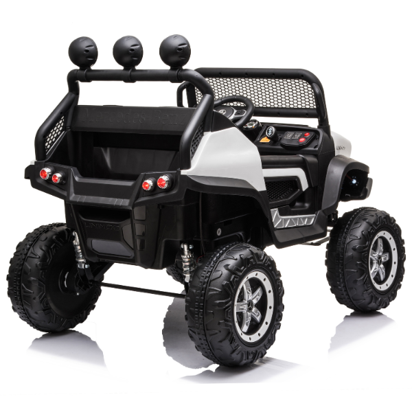Masinuta electrica MERCEDES BENZ UNIMOG, 12V14Ah, motor 25Wx4, roți EVA, scaune din piele