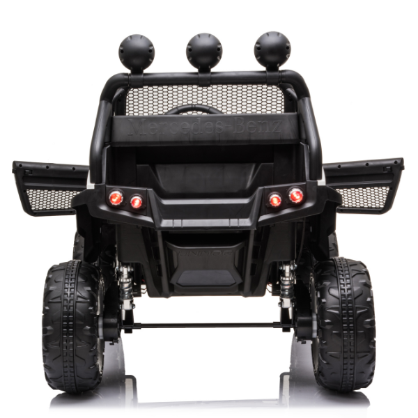 Masinuta electrica MERCEDES BENZ UNIMOG, 12V14Ah, motor 25Wx4, roți EVA, scaune din piele