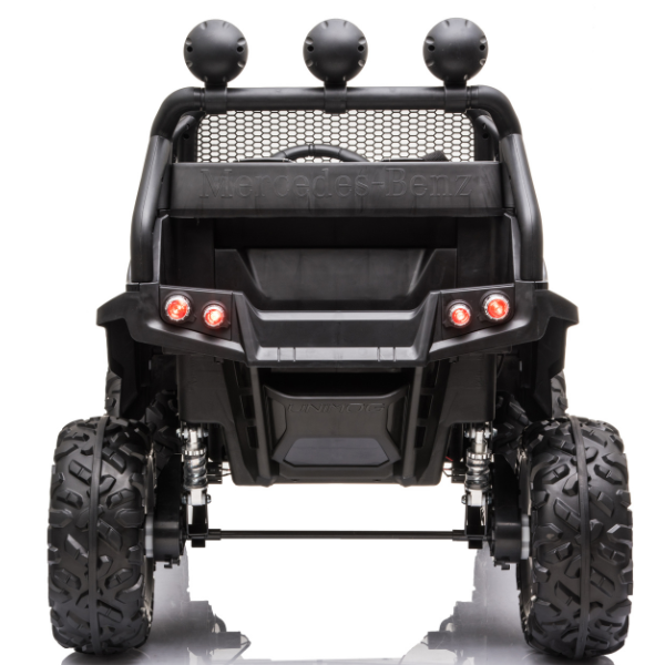 Masinuta electrica MERCEDES BENZ UNIMOG, 12V14Ah, motor 25Wx4, roți EVA, scaune din piele