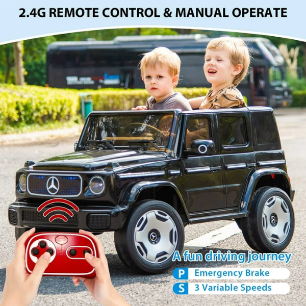 Masinuta electrica MERCEDES BENZ EQG, 12V9Ah, motor 550Wx2, roți EVA, scaune din piele
