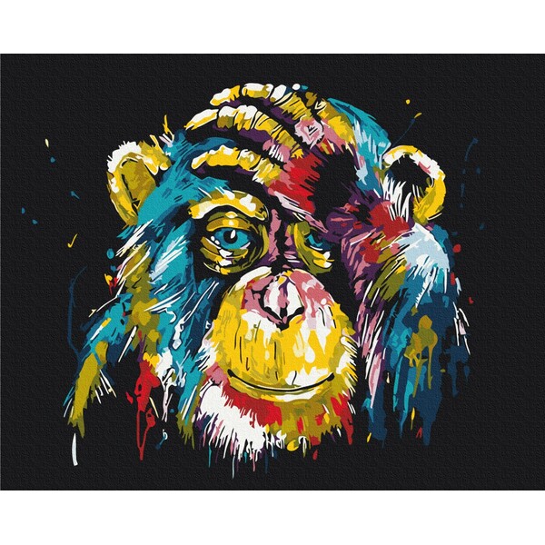 Pictură pe numere 40*50 cm (în cutie) – Cimpanzeu multicolor