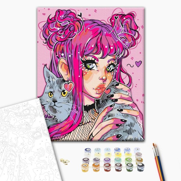 Pictură pe numere 40*50 cm (în cutie) – Privire de pisică
