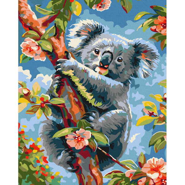 Pictură pe numere 40×50 cm (fără cutie)  –  Koala printre flori