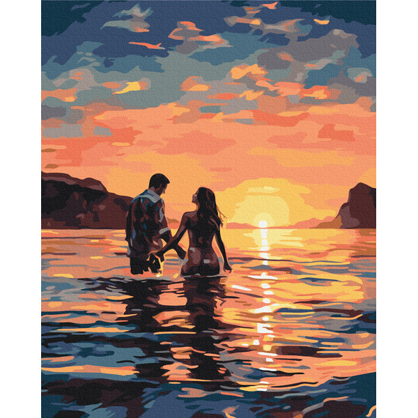 Pictură pe numere 40×50 cm (fără cutie)  –  Îndrăgostiți în zori