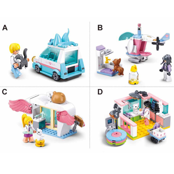 Set de construcție ”Clinica veterinară”, 4 modele, de la 78 pînă la 117 elem.