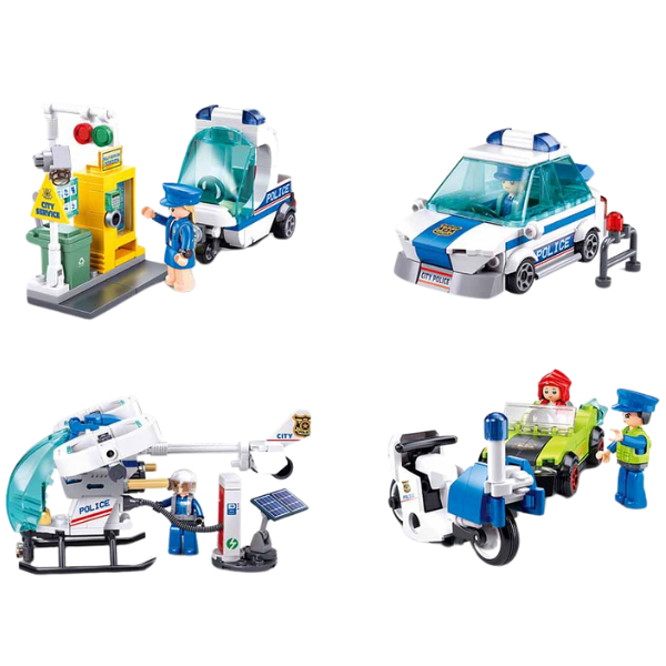 Set de construcție ”Poliția de patrulare”, 4 modele, de la 97 pînă la 135 elem.