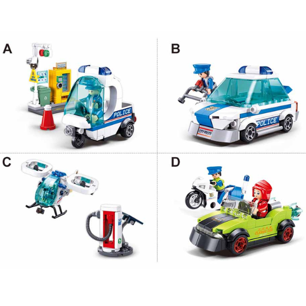 Set de construcție ”Poliția de patrulare”, 4 modele, de la 97 pînă la 135 elem.