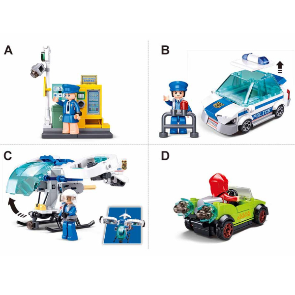 Set de construcție ”Poliția de patrulare”, 4 modele, de la 97 pînă la 135 elem.