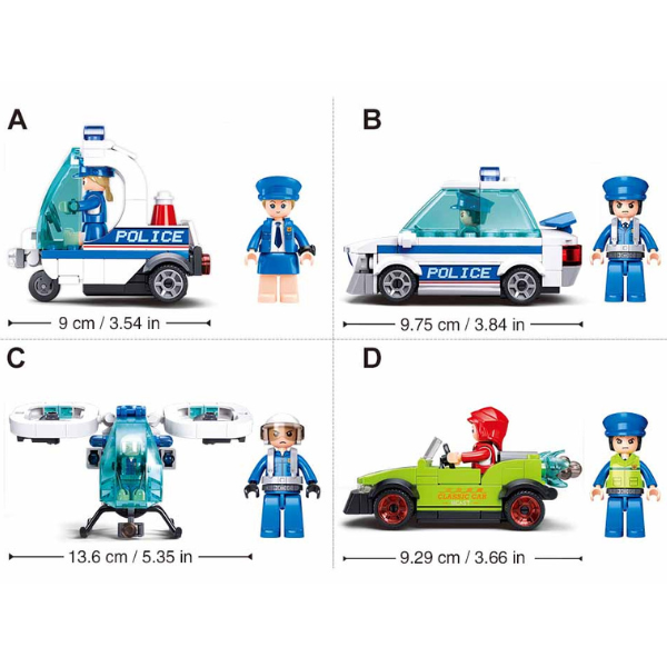 Set de construcție ”Poliția de patrulare”, 4 modele, de la 97 pînă la 135 elem.