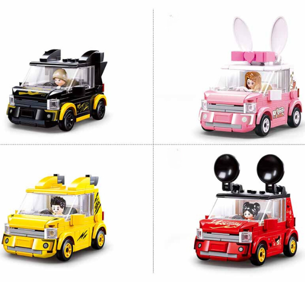 Set de construcție ”Mașina cu figurină”, cu inerție, 4 modele, de la 137 pînă la 146 elem.