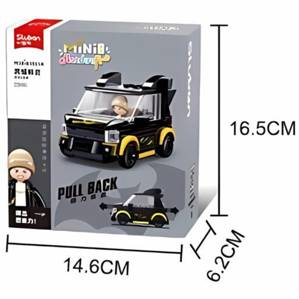 Set de construcție ”Mașina cu figurină”, cu inerție, 4 modele, de la 137 pînă la 146 elem.