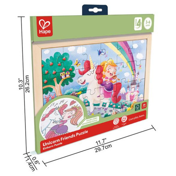 Puzzle 2 în 1 „Unicorn și prieteni”