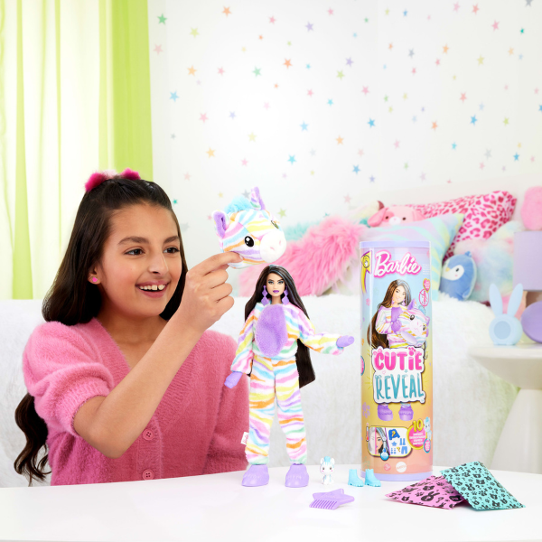 Papușa Barbie Cutie „Barbie într-un costum de unicorn, de pluș”