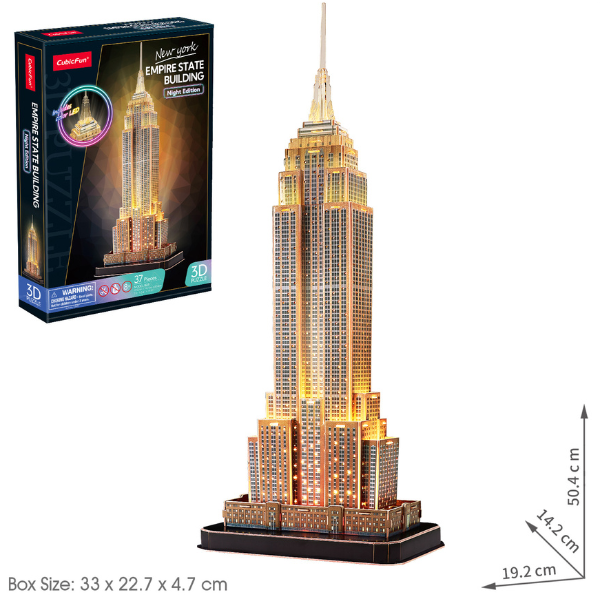 3D puzzle “Empire State Building”, cu iluminare LED, 37 elemente