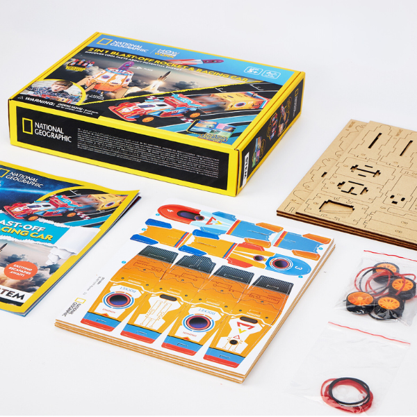 3D puzzle “2 în 1 Rachetă de lansare și mașină de curse”
