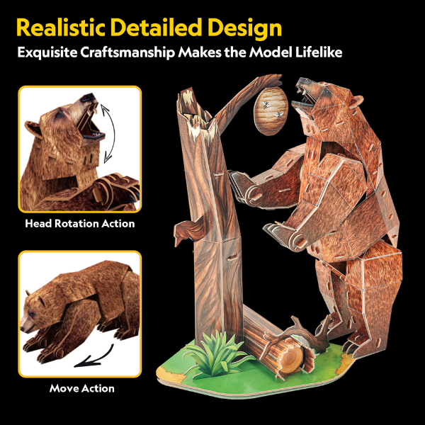 3D puzzle „Urs brun”, 88 elemente