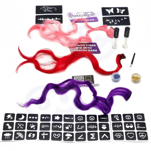 Set cosmetic pentru copii cu șuvițe de păr