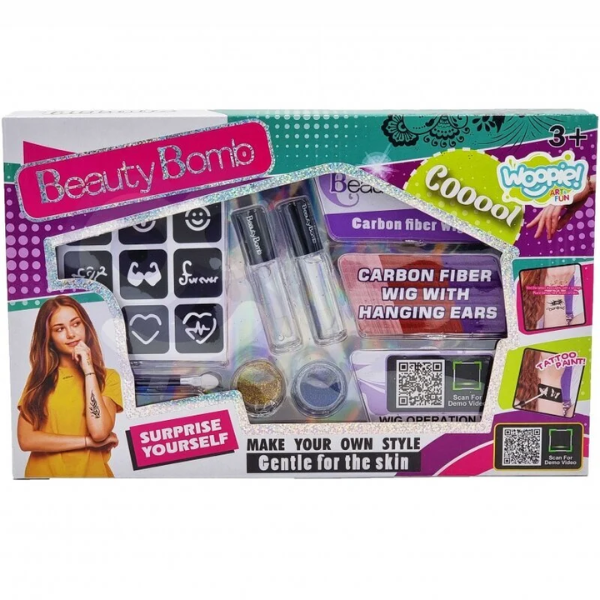 Set cosmetic pentru copii cu șuvițe de păr