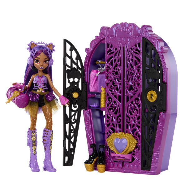 Set de joc Monster High „Clawdeen Wolf cu șifonier”, cu accesorii