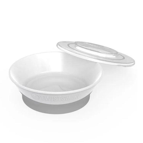 Миска с крышкой Twistshake белая, 6+ месяцев