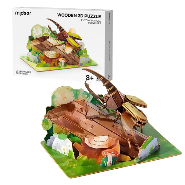 Puzzle 3D din lemn „Gândacul Hercules”, 59 el..