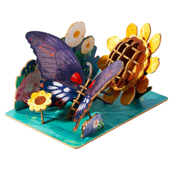 Puzzle 3D din lemn „Fluture”, 63 elem.