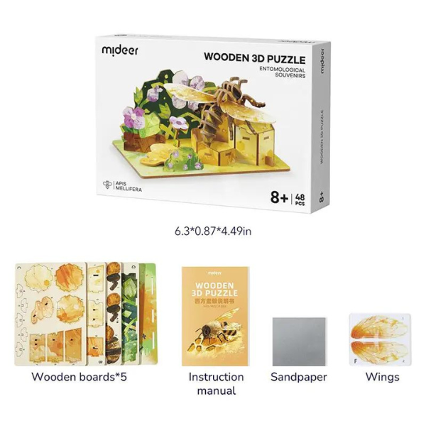 Puzzle 3D din lemn „Albina”, 48 elem.