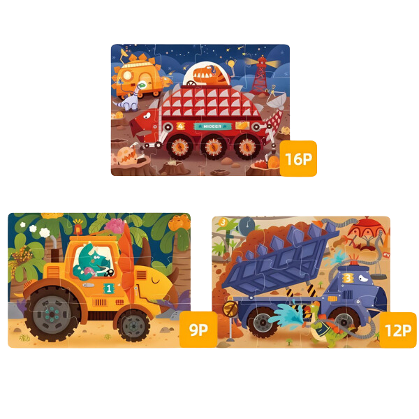 Puzzle Level Up „Dinozauri – echipamente de construcție”, nivelul 2