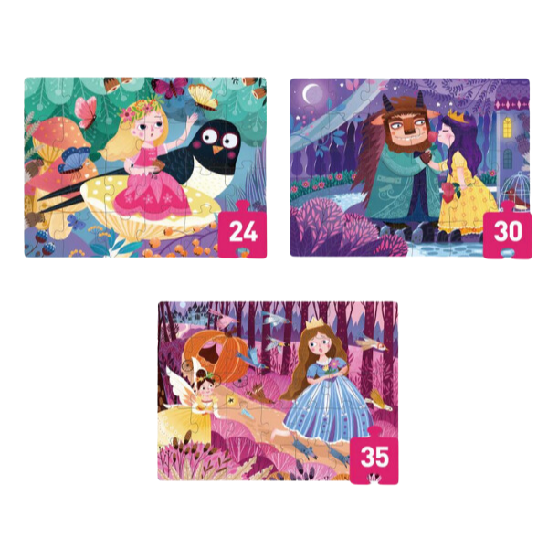 Seria de puzzle-uri „Prințese din Povești”, 3 în 1, nivelul 3
