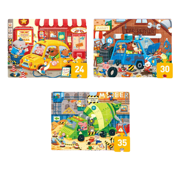 Seria de puzzle-uri „Transportul Urban”, 3 în 1, nivelul 3