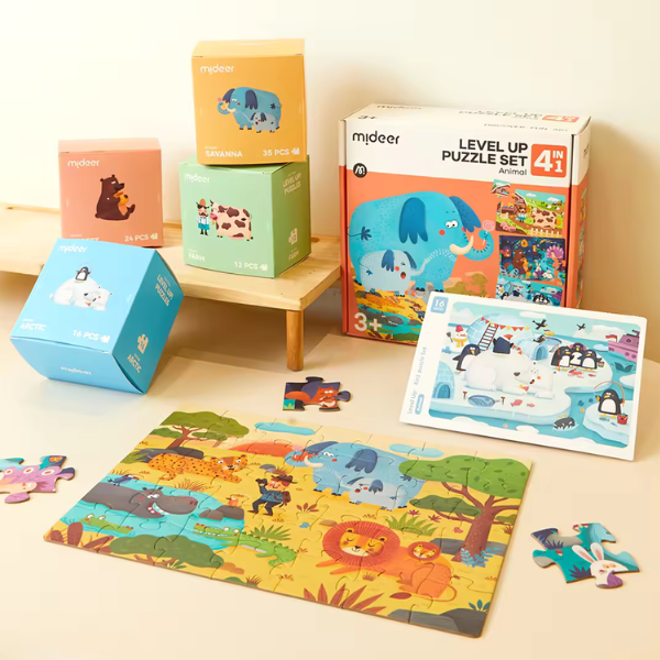 Seria de puzzle-uri „Animăluțe”, 4 în 1