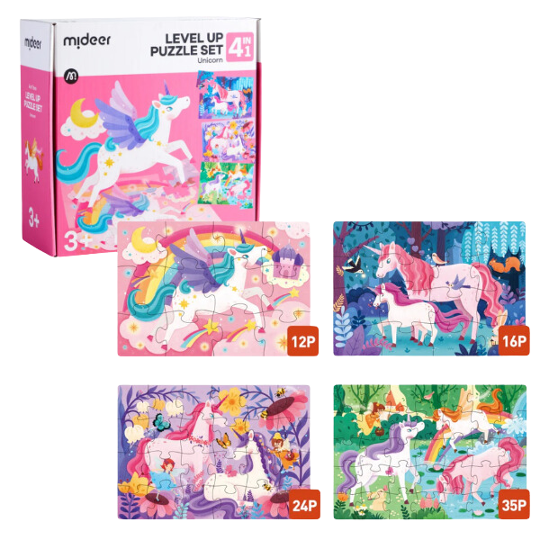 Seria de puzzle-uri „Unicorn”, 4 în 1