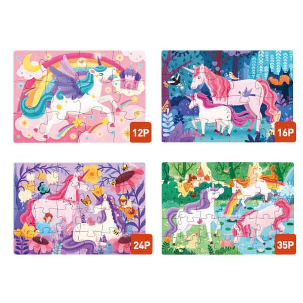 Seria de puzzle-uri „Unicorn”, 4 în 1