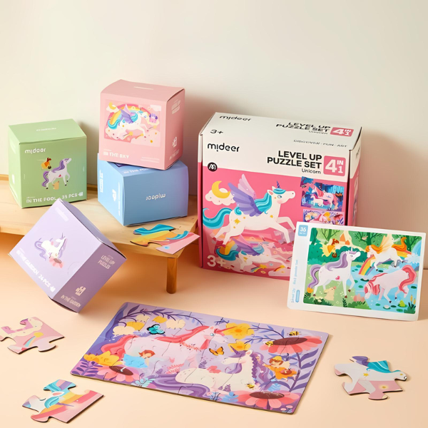 Seria de puzzle-uri „Unicorn”, 4 în 1