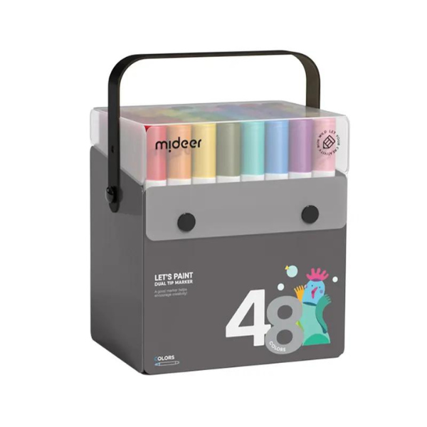 Set de markere semitransparente cu vârf dublu, 48 culori