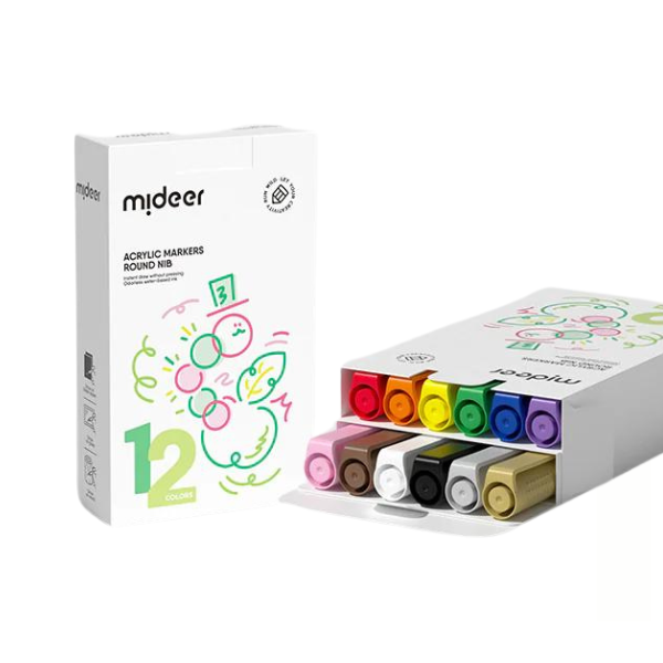 Cumpara  Creativitate - Set de markere acrilice cu vârf rotund, 12 cu..