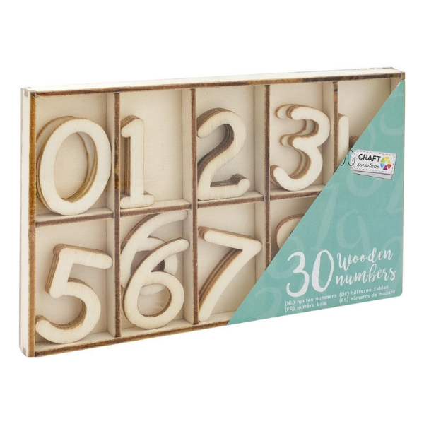 Cifre din lemn, 30 elem,