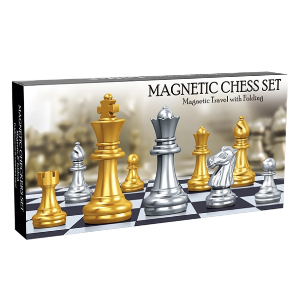 Joc de masă „Șah magnetic cu design auriu și argintiu”