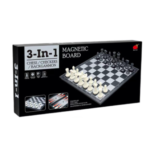 Joc de masă „Dame, Șah, Narde Magnetice”, 3în1