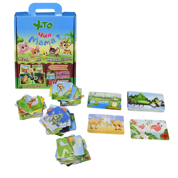 Mini-puzzle „Cine e mama cui?”, 36 piese (ucr.)