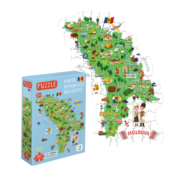 Joc magnetic educativ „Harta Moldovei”, 100 piese