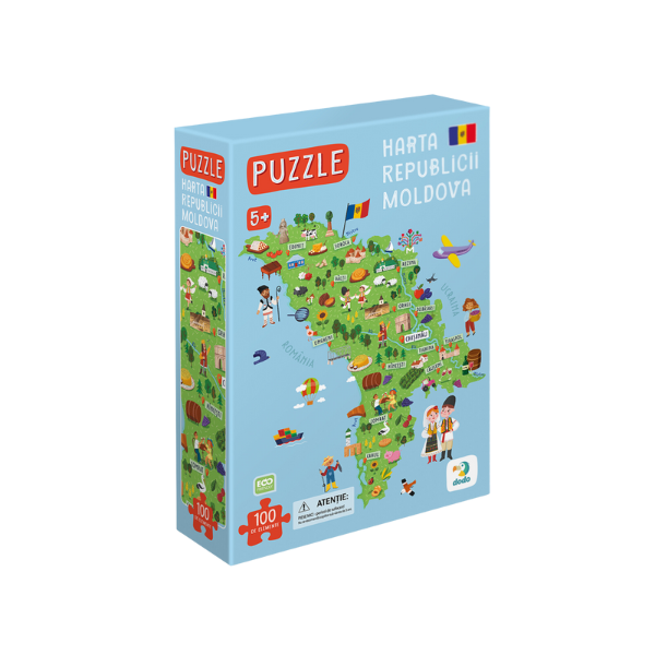 Joc magnetic educativ „Harta Moldovei”, 100 piese