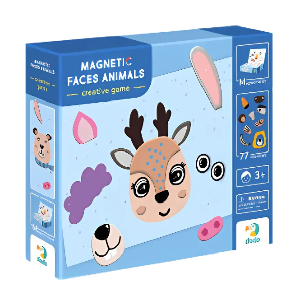 Joc magnetic „Fețișoare”, 1 tablă magnetică, 77 elem.