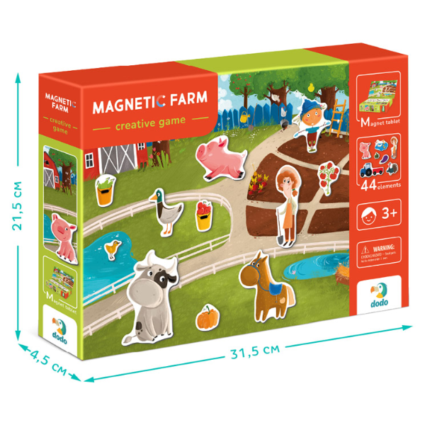 Joc magnetic  „Ferma”, 1 tablă magnetică, 44 elem.