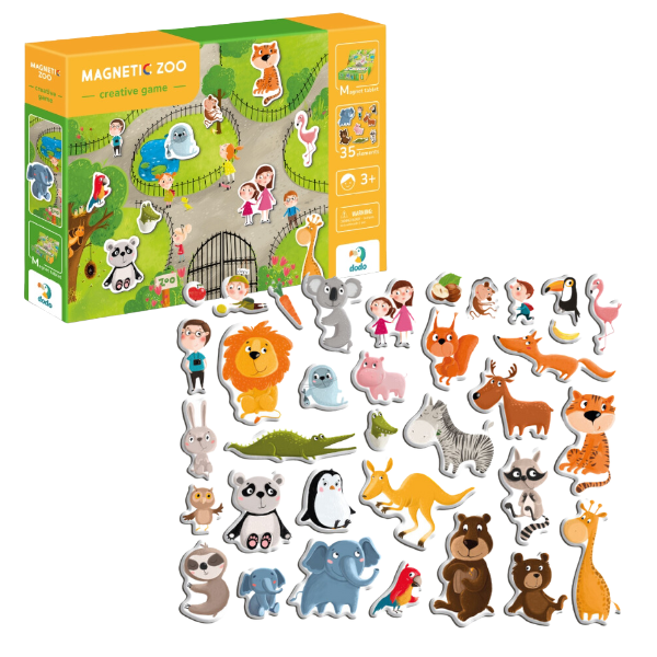 Joc magnetic  „Zoo”, 1 tablă magnetică, 35 elem.