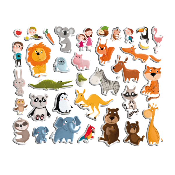Joc magnetic  „Zoo”, 1 tablă magnetică, 35 elem.
