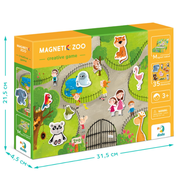 Joc magnetic  „Zoo”, 1 tablă magnetică, 35 elem.