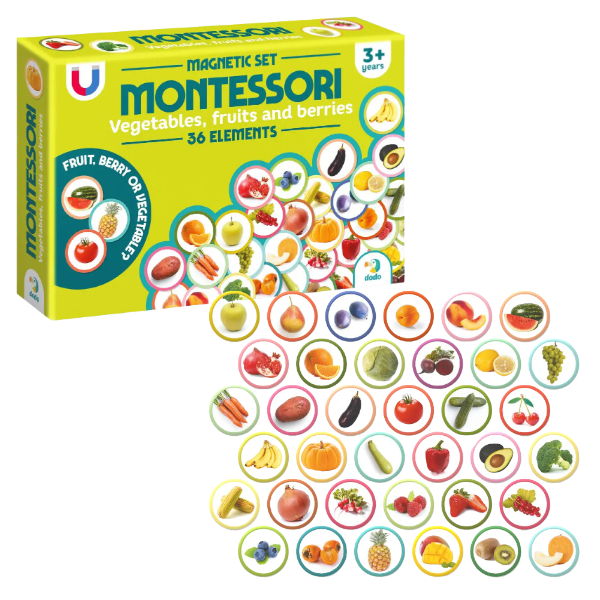 Joc magnetic „Legume, fructe și fructe de pădure”, 36 elem.