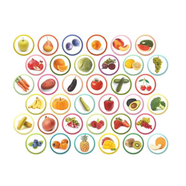 Joc magnetic „Legume, fructe și fructe de pădure”, 36 elem.
